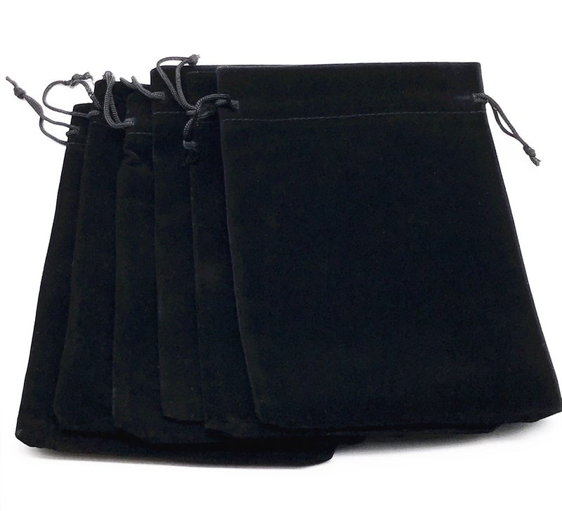 Ovenot 6pcs 7" X 5" Velvet Cloth Jewelry Pouches/Drawstring Bags (Black) - Image 1